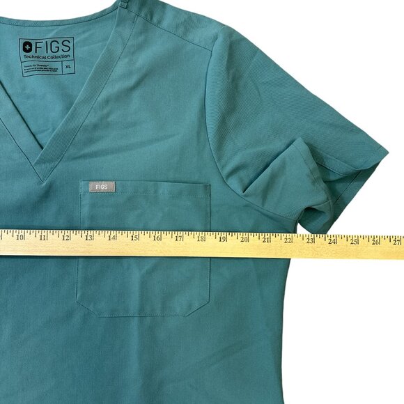 FIGS Technical Collection Women's sz XL Green V-Neck Top Pocket Scrubs FW1000 - Picture 6 of 10